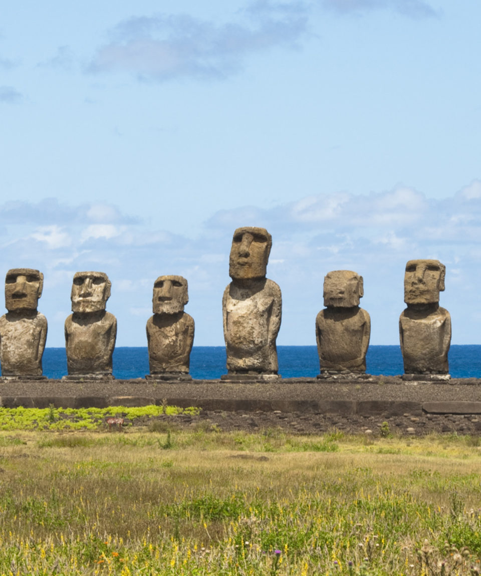 Moais in Ahu Tongariki, Easter island (Chile)