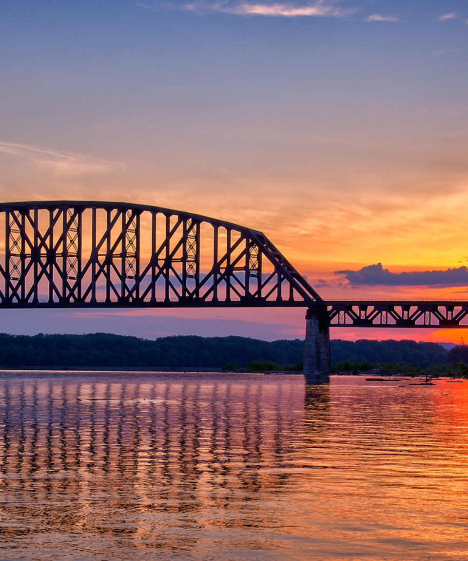 The Historic Fourteenth Street Bridge over the Ohio river, conne