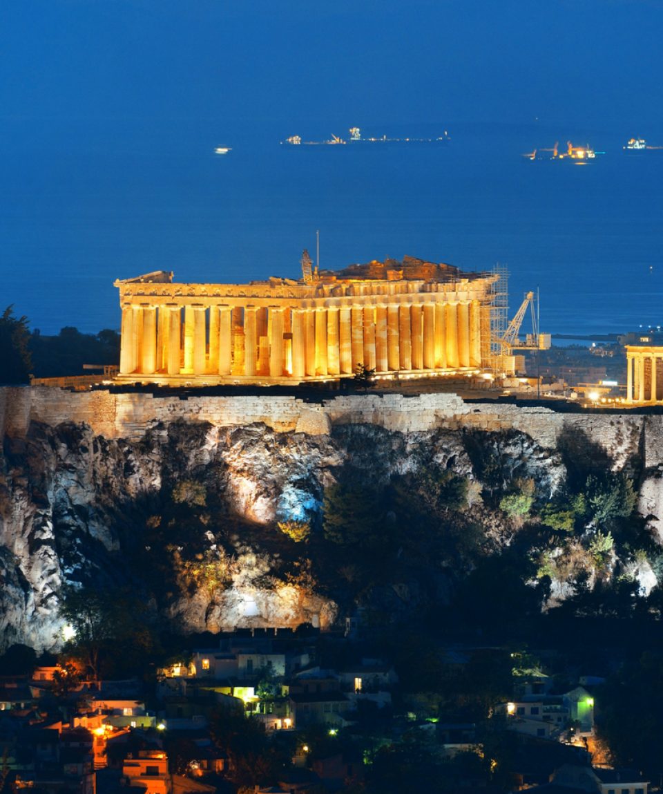 Athens skyline with Acropolis night