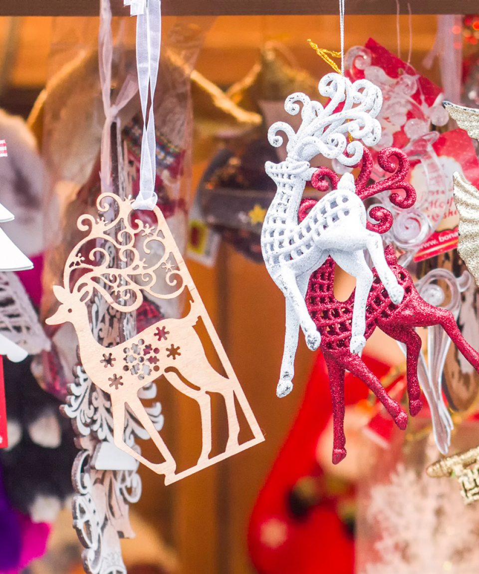 Colorful close up details of christmas fair market