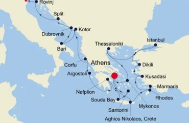 GREECE, TURKEY AND CROATIA - ATHENS TO VENICE MAP